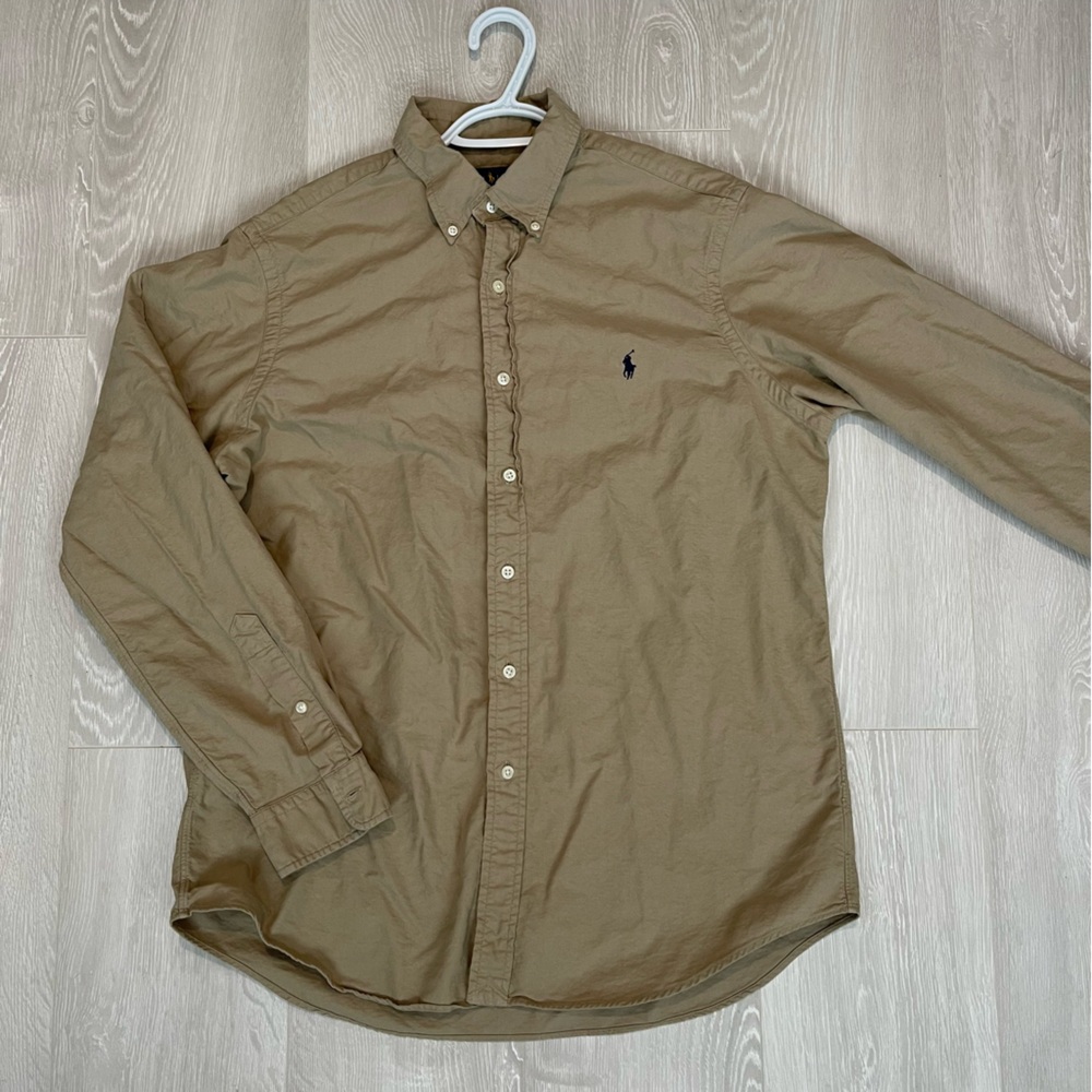 Men's Tan Button-Down Shirt